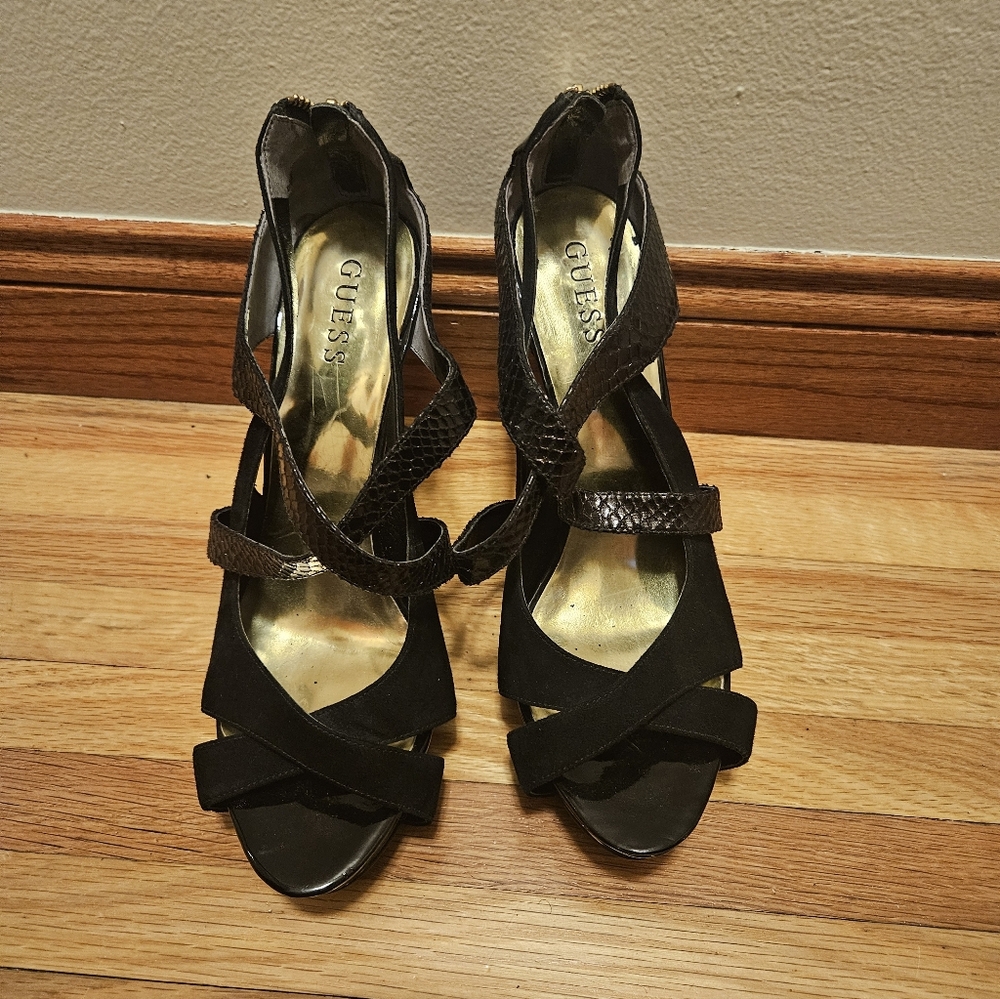 Guess Black Strappy Stiletto Heels